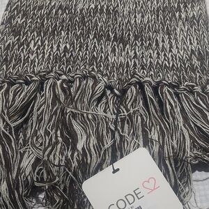 Black and White Fringed Scarf